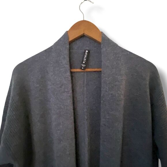 ATHLETA Spirit Wool Cashmere Wrap Cozy Sweater Cardigan Small Gray Pockets Cozy - Picture 3 of 11
